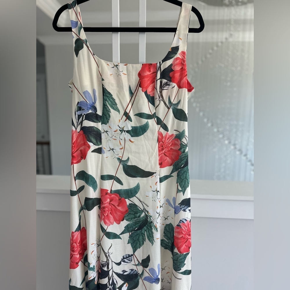 Commense Floral Maxi Dress - White with Red and Green Accents - Picture 7 of 9